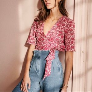 Sézane Liberty London Floral Shanon Wrap Blouse